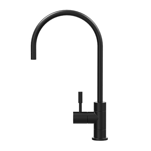 Matt Black Goose Neck Faucet 1/4 Turn Spindle Lever, LED