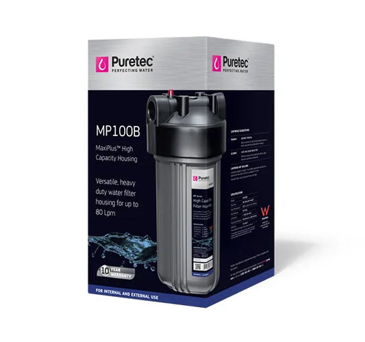 MP100B - Large Diameter Grey Filter Housing, 10", 1" conn incl spanner & bracket