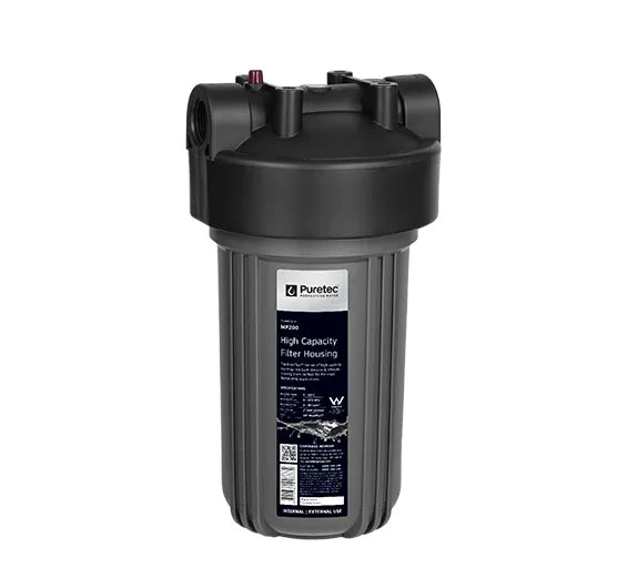 MP200B - Large Diameter Grey Filter Housing, 10", 1.5" conn incl spanner & bracket