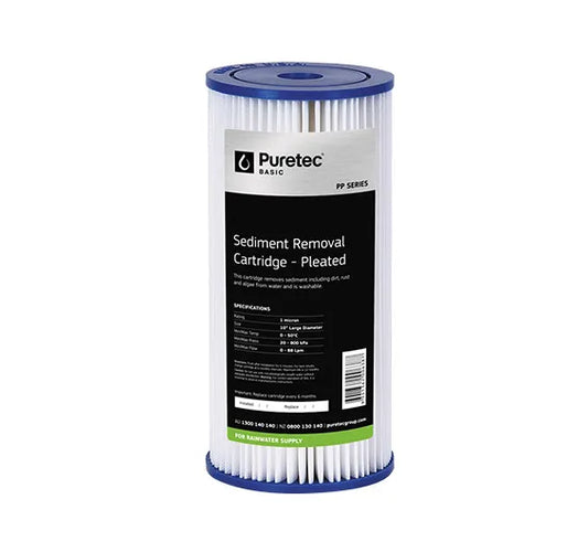 Pleated Large Diameter 4.5" Cartridge, 10", 20um