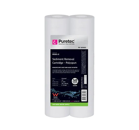 Polyspun Standard dia 2.5" Cartridge, 10 inch, 50um Twinpack