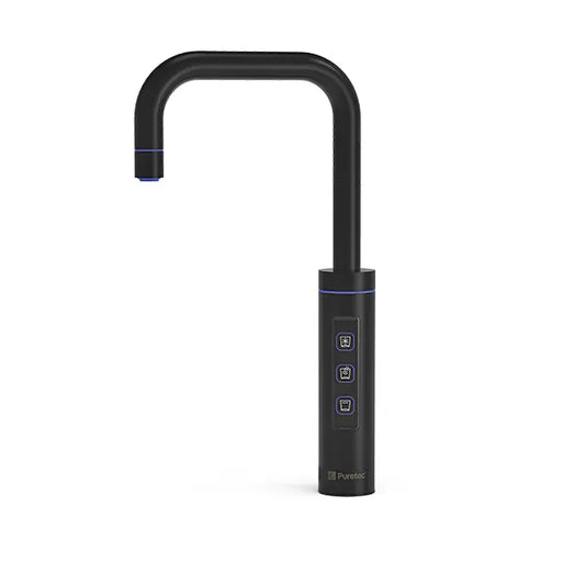 Puretec Sparkling, Chilled and Filtered Water Undersink System, Including SPARQ SMART Tap - Matt Black & Gas Bottle